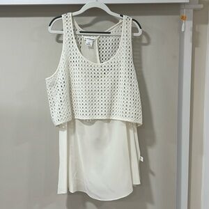 Club Monaco Eyelet Overlay Tank Top Size S/P color cream